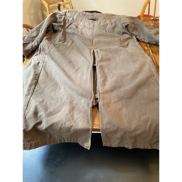 Vintage Cabelas Womens Brown Canvas Long Coat With Striped Fleece Lining Size M - Picture 12 of 13